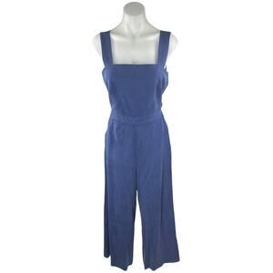 Vetta Capsule Blue Sleeveless Tie Back Wide Leg Apron Overalls Romper Jumpsuit 6